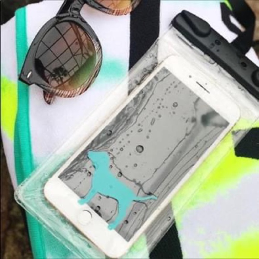 PINK water resistant phone pouch green